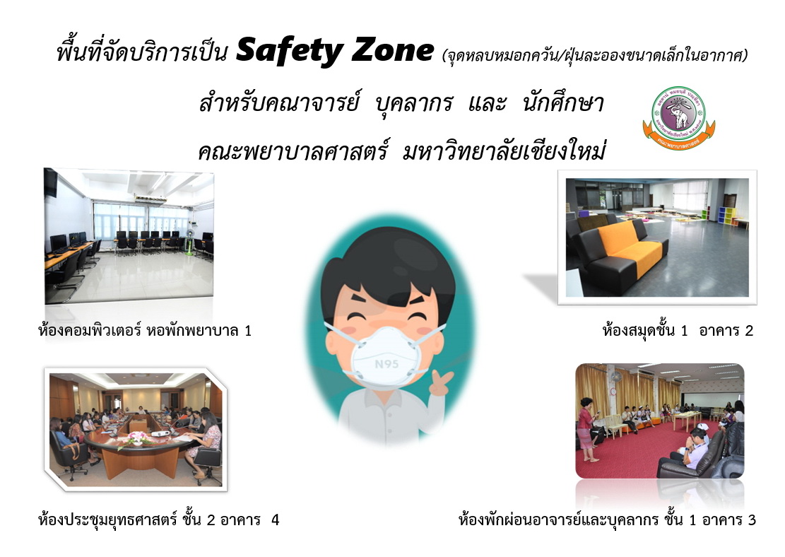 
	บริการ Safety Zone (จุดหลบหมอกควัน) สำหรับอาจารย์ บุคลากร และ นักศึกษาคณะพยาบาลศาสตร์

