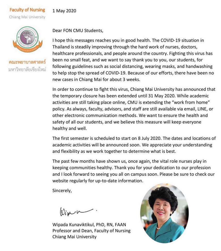 
	Letter from Dean Wipada to Students regarding COVID-19 (1 May 2020)
