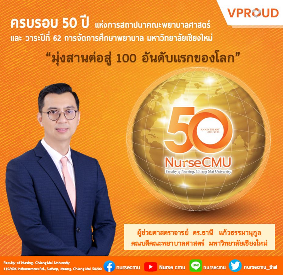 
	พิธีทำบุญและสืบชะตา เนื่องในโอกาสวันคล้ายวันสถาปนา ครบรอบ 50 ปี คณะพยาบาลศาสตร์ มช.
