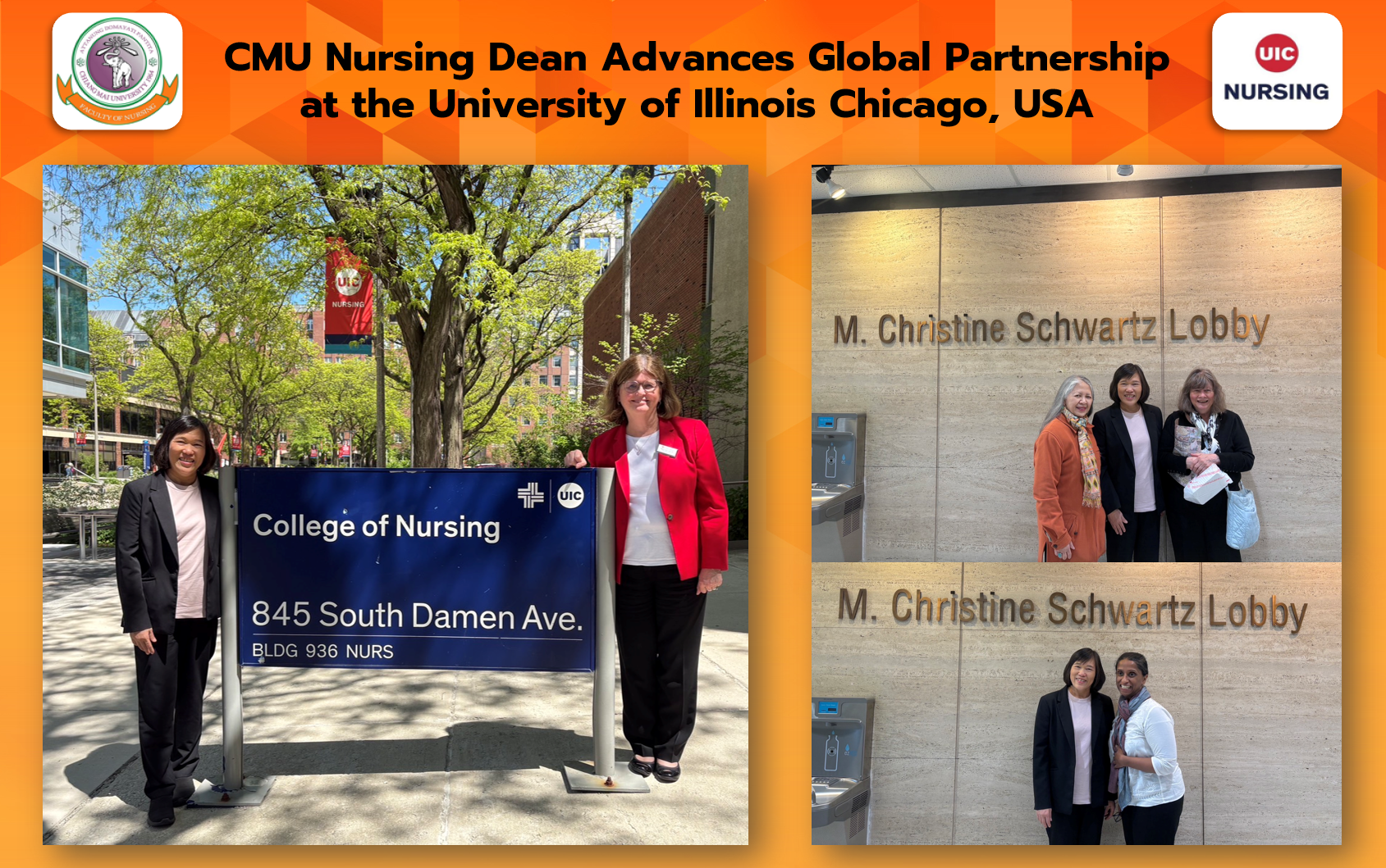 
	คณบดีคณะพยาบาลศาสตร์ มช. เจรจาความร่วมมือระดับนานาชาติ ณ University of Illinois Chicago สหรัฐอเมริกา
